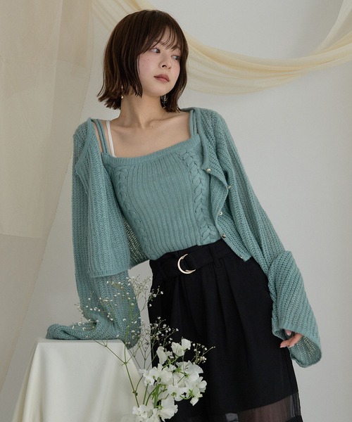新品★マイスト　シアーアンサンブル mideal（マイディール） アンサンブル sheer knit flare ensemble