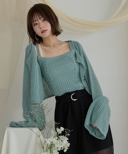 mideal（マイディール） アンサンブル sheer knit flare ensemble