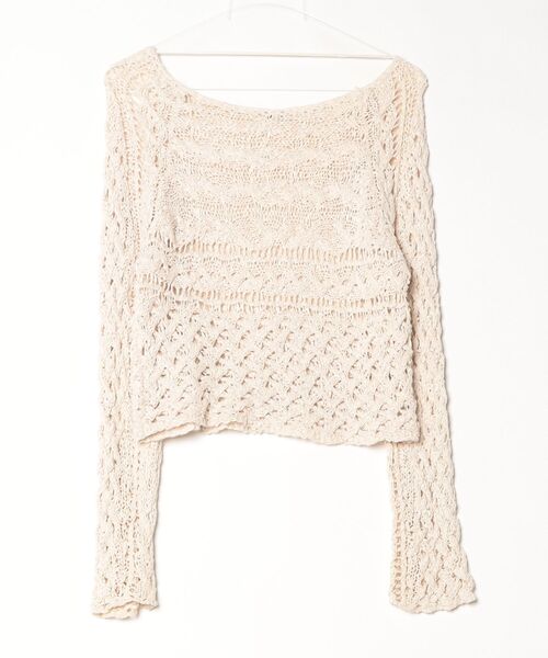 「FREE PEOPLE」 レース長袖ニット X-SMALL ベージュ レディース_画像2