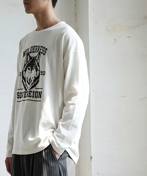 antiqua（アンティカ） tシャツ 長袖 綿100% アニマル柄 プリント ロン 