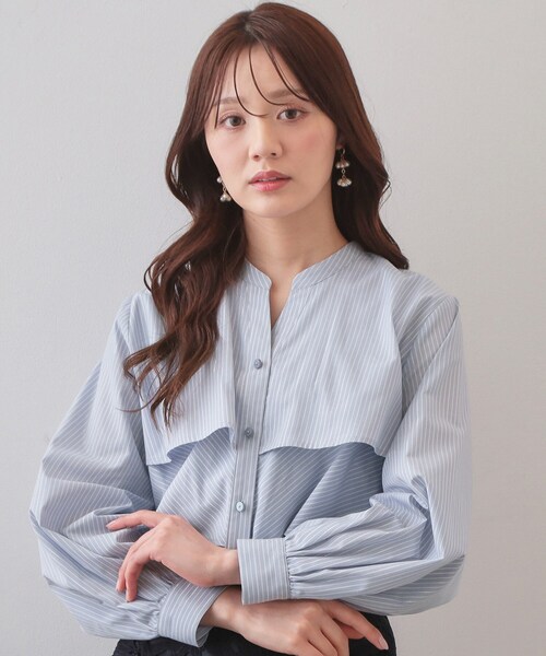 index（インデックス） ブラウス シャツ フリルキーネックシャツ「洗濯