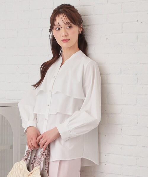 index（インデックス） ブラウス シャツ フリルキーネックシャツ「洗濯