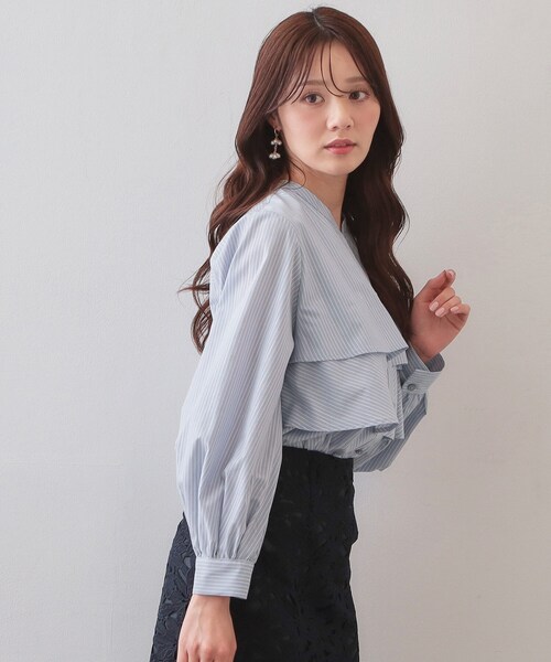 index（インデックス） ブラウス シャツ フリルキーネックシャツ「洗濯