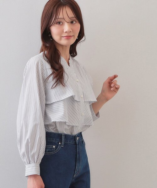 index（インデックス） ブラウス シャツ フリルキーネックシャツ「洗濯