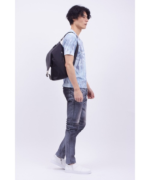 ウエストポーチ レザーナイロンフォルデッドワンショルダーBAG メンズの画像