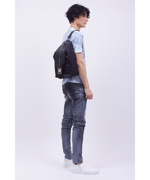 ウエストポーチ レザーナイロンフォルデッドワンショルダーBAG メンズの画像