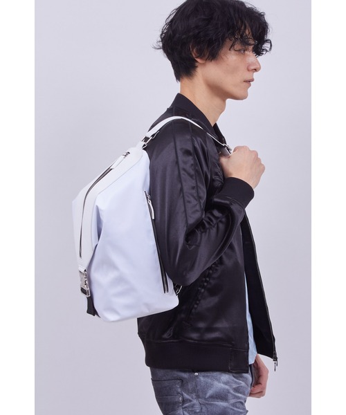 ウエストポーチ レザーナイロンフォルデッドワンショルダーBAG メンズの画像