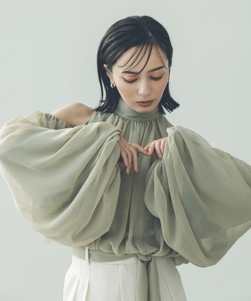 「anuans」 長袖ブラウス FREE ピンク レディースの画像