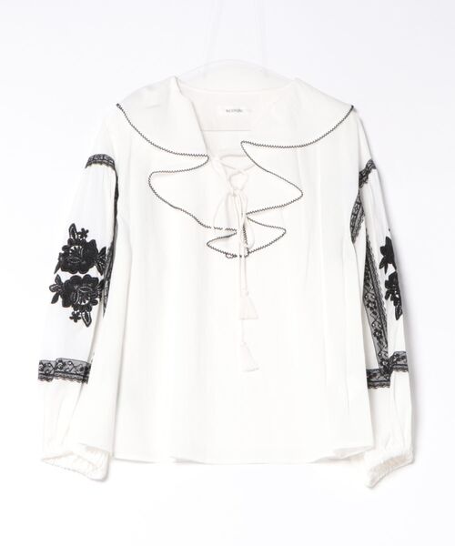 INGEBORG インゲボルグ 口紅 ルージュ 長袖 Tシャツ カットソー/ホワイト レディース INGEBORG インゲボルグ 口紅 ルージュ 長袖 Tシャツ カットソー