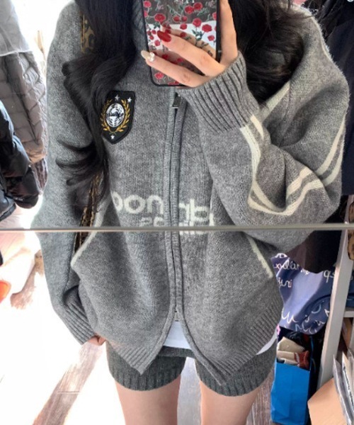 「lilful」 ニットカーディガン F グレー レディース_画像3