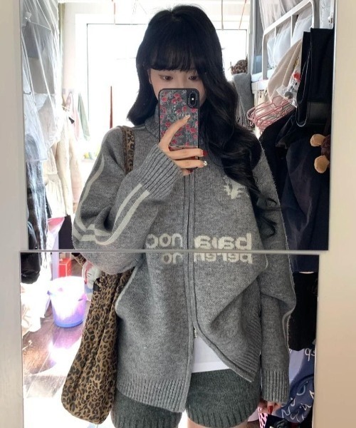 「lilful」 ニットカーディガン F グレー レディース_画像4