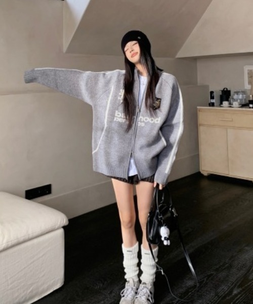 「lilful」 ニットカーディガン F グレー レディース_画像5