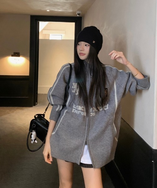 「lilful」 ニットカーディガン F グレー レディース_画像6