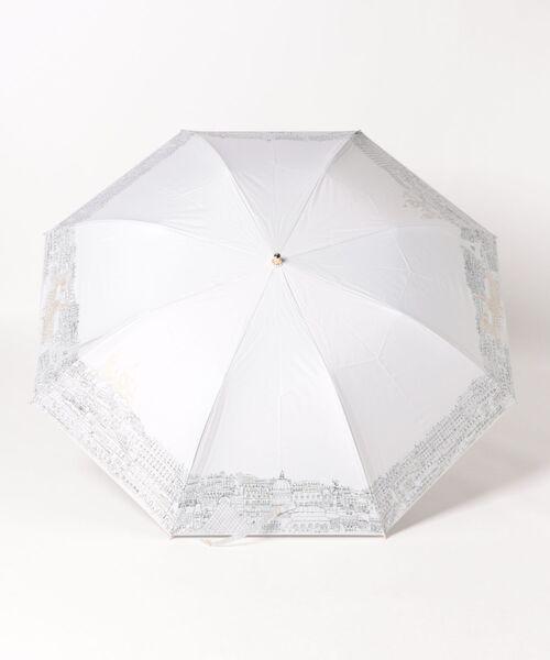 新品アニエス・ベー　軽量　コンパクト傘　晴雨兼用傘　日傘 agnes b.（アニエスベー） 折りたたみ傘 「 」Paris街並みプリント晴雨