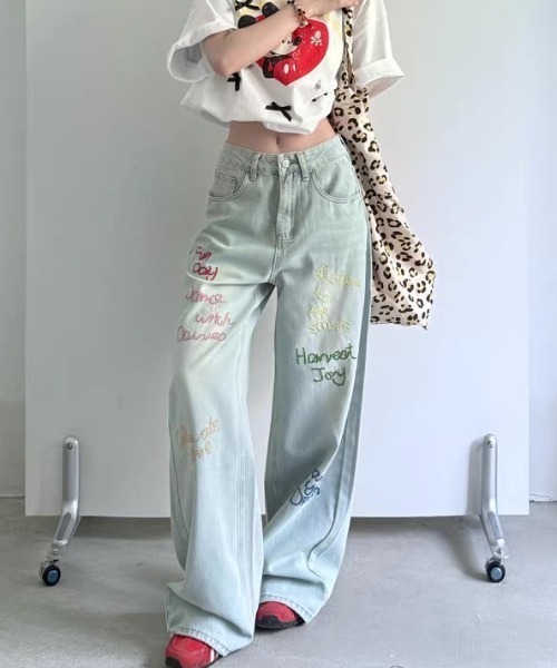 「AsRiRe」 デニムパンツ M サックスブルー レディース_画像5