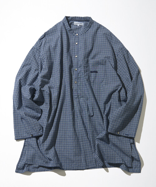 CAHLUMN チェック柄 長袖シャツ Lサイズ CAHLUMN（カウラム） シャツ Indigo Madras Check Pullover Stand