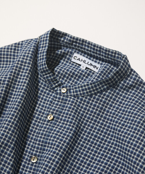 CAHLUMN（カウラム） シャツ Indigo Madras Check Pullover Stand