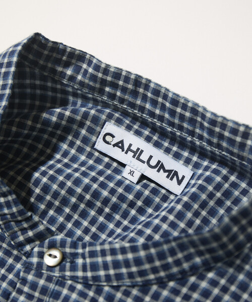 CAHLUMN（カウラム） シャツ Indigo Madras Check Pullover Stand