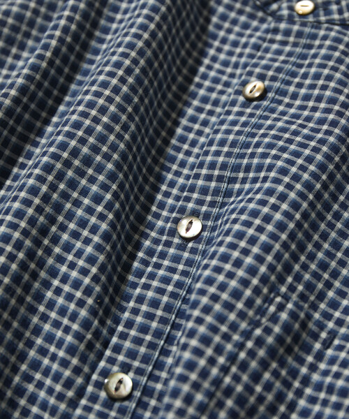 CAHLUMN（カウラム） シャツ Indigo Madras Check Pullover Stand