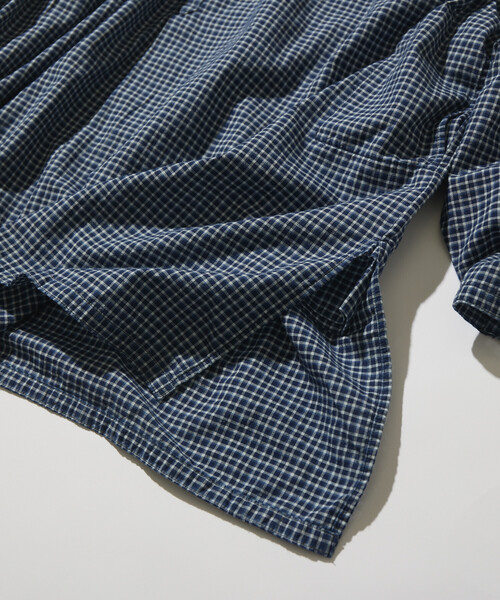CAHLUMN（カウラム） シャツ Indigo Madras Check Pullover Stand