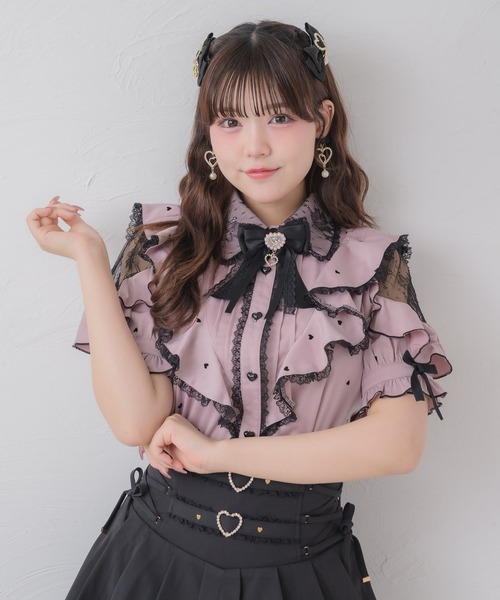 ロージーモンスターheart dot lady tops ドット ブラウス ROJITA（ロジータ） ブラウス シャツ 半袖 ハートドットブラウス