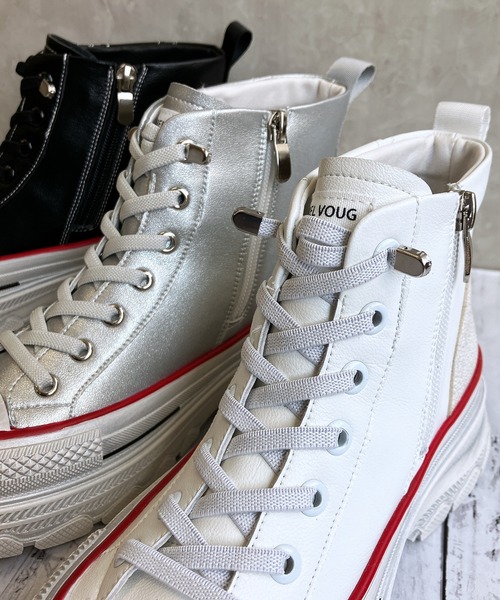 「Noubel Voug Relax」 ハイカットスニーカー 24.5cm ライトグレー レディース_画像6