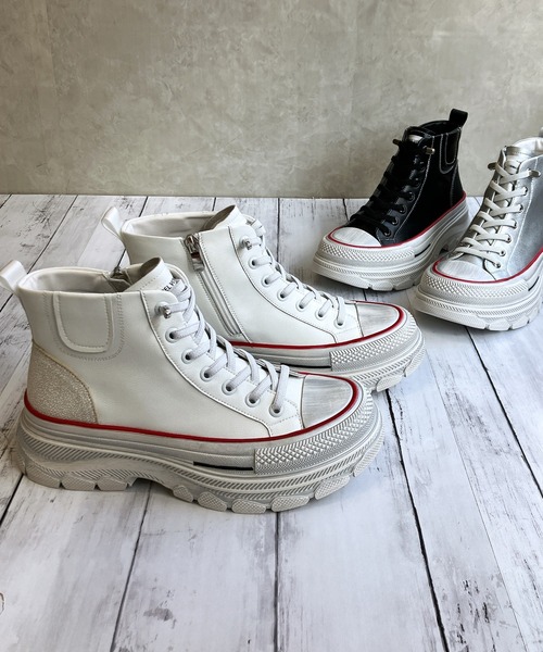 「Noubel Voug Relax」 ハイカットスニーカー 24.5cm ライトグレー レディース_画像8
