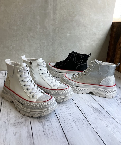「Noubel Voug Relax」 ハイカットスニーカー 24.5cm ライトグレー レディース_画像9