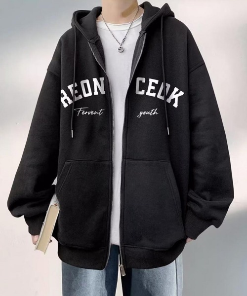 「NEW GENTLEMAN」 ジップアップパーカー X-LARGE ダークグレー メンズ_画像2
