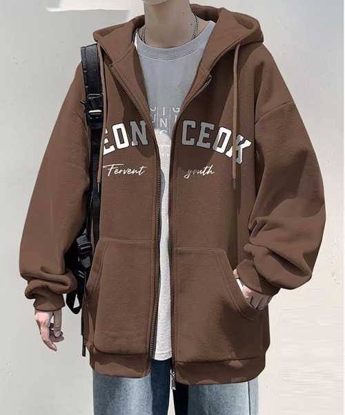 「NEW GENTLEMAN」 ジップアップパーカー X-LARGE ダークグレー メンズ_画像3