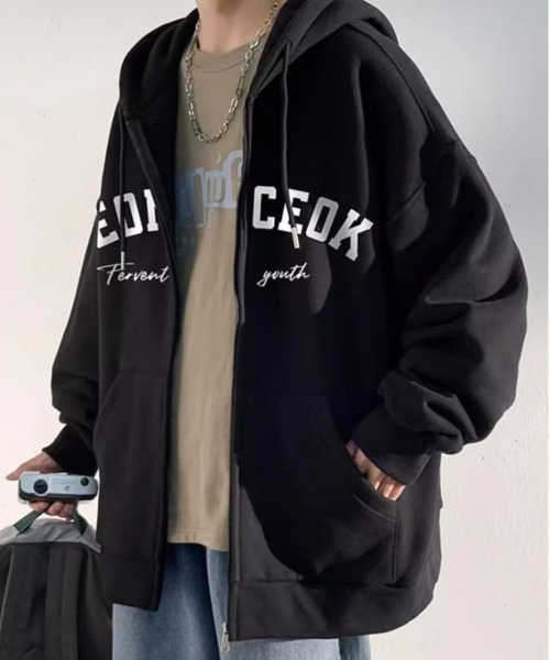 「NEW GENTLEMAN」 ジップアップパーカー X-LARGE ダークグレー メンズ_画像5