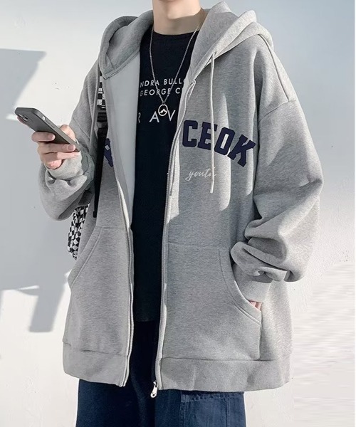 「NEW GENTLEMAN」 ジップアップパーカー X-LARGE ダークグレー メンズ_画像6