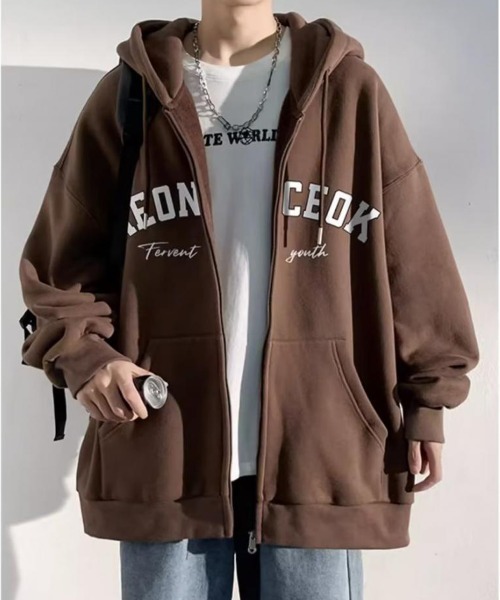 「NEW GENTLEMAN」 ジップアップパーカー X-LARGE ダークグレー メンズ_画像8
