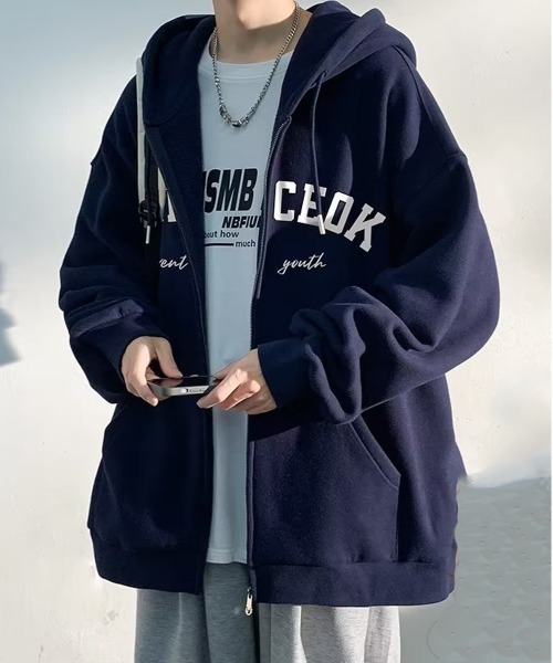 「NEW GENTLEMAN」 ジップアップパーカー X-LARGE ダークグレー メンズ_画像9