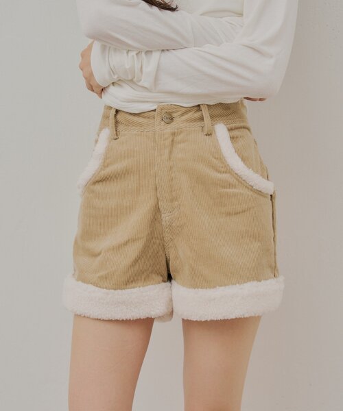 Chico（チコ） パンツ コーデュロイ ボアコーデュロイショートパンツ
