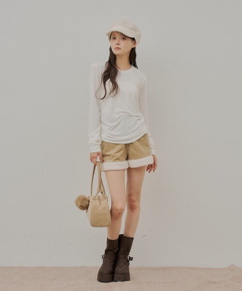 Chico（チコ） パンツ コーデュロイ ボアコーデュロイショートパンツ