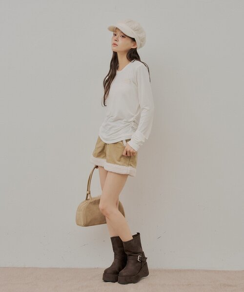 Chico（チコ） パンツ コーデュロイ ボアコーデュロイショートパンツ