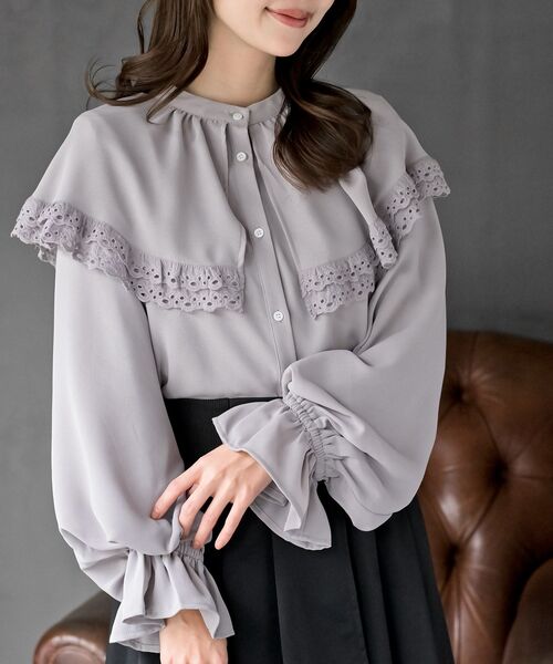 r・p・s（アールピーエス） ブラウス シャツ ケープ衿キャンディー袖