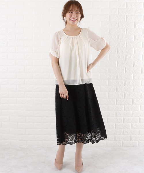 Lace Ladies ブラウス シャツ シフォンブラウス 半袖 レディース