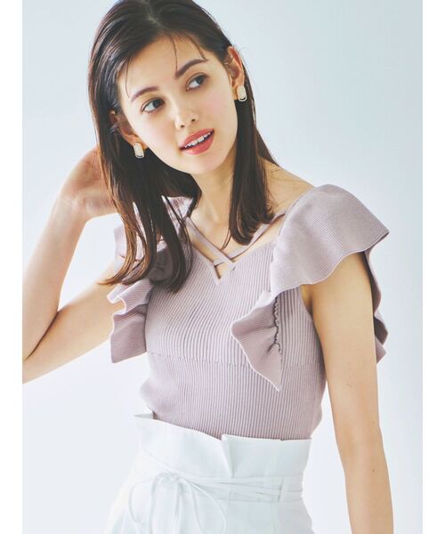 dazzlin トップス クロスラッフルニットトップス（ニット/セーター）｜dazzlin