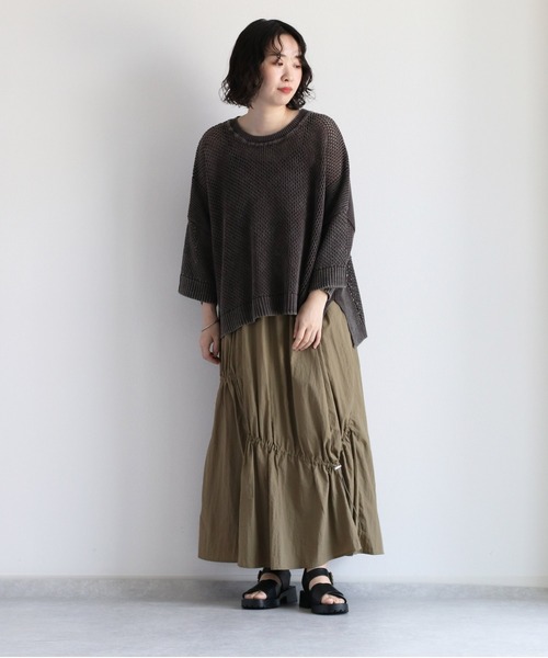 cepo ニット セーター ピグメントキリカエメッシュニット