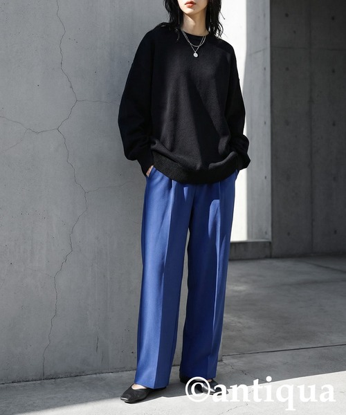 OBSIDIAN オブシディアン ハイゲージウール ニットフーディー XL 黒 antiqua（アンティカ） ニット セーター ハイゲージニット レディース