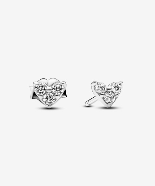 PANDORA（パンドラ） ピアス トリプル ストーン ハート スタッド