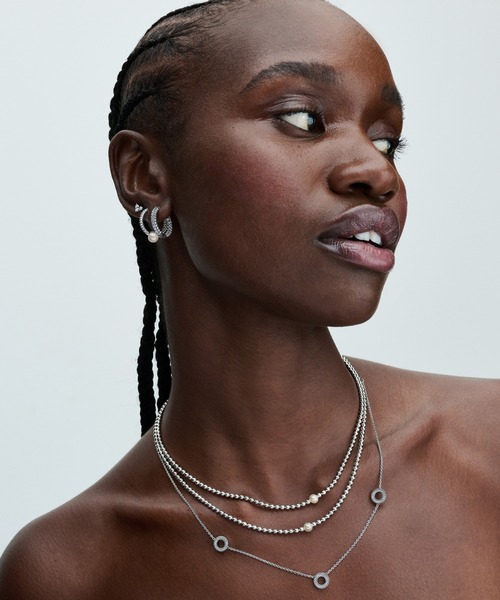 PANDORA（パンドラ） ピアス トリプル ストーン ハート スタッド