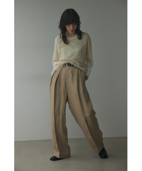 SEA LINEN TUCK TROUSERS リネン 麻 パンツ レディース セール】linen tuck pants(リネンタックパンツ)（スラックス