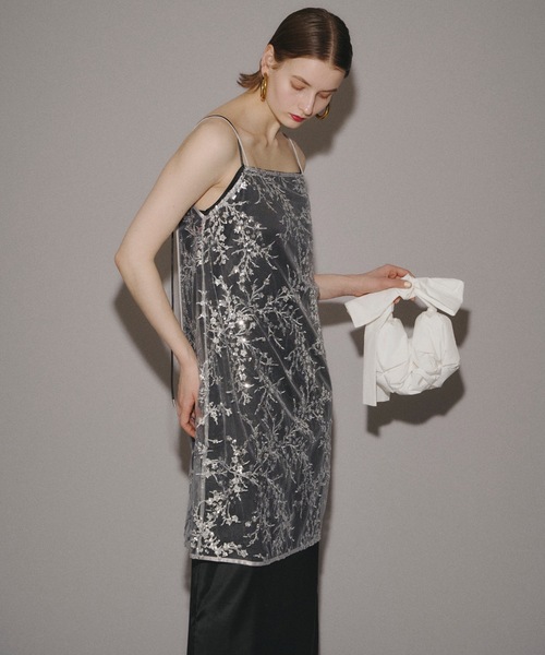 ワンピース Flower spangle camisole dress/フラワー