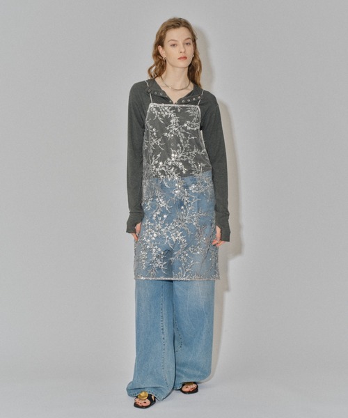 ワンピース Flower spangle camisole dress/フラワースパンコール