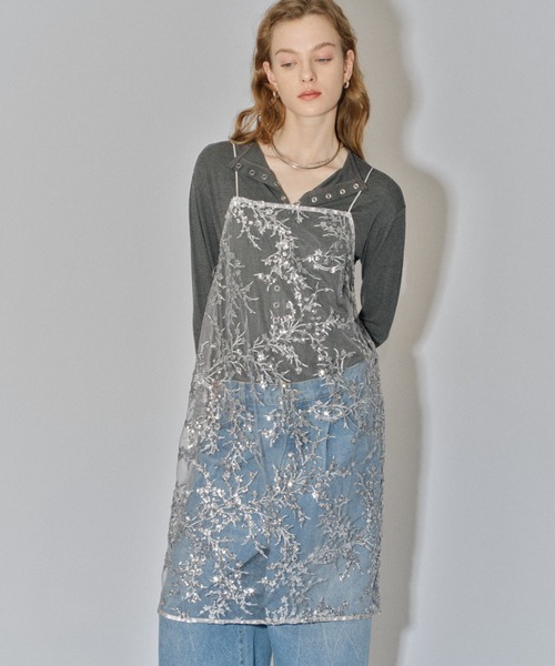 ワンピース Flower spangle camisole dress/フラワー