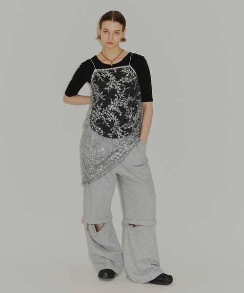 【セット】ファスナースリットサテンドレス＋フラワースパンコールキャミソールドレス ワンピース Flower spangle camisole dress/フラワースパンコール