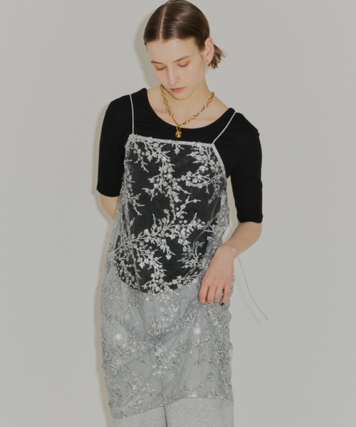 サマードレス キャミソール ワンピース スパンコール ホルター 3 ワンピース Flower spangle camisole dress/フラワー